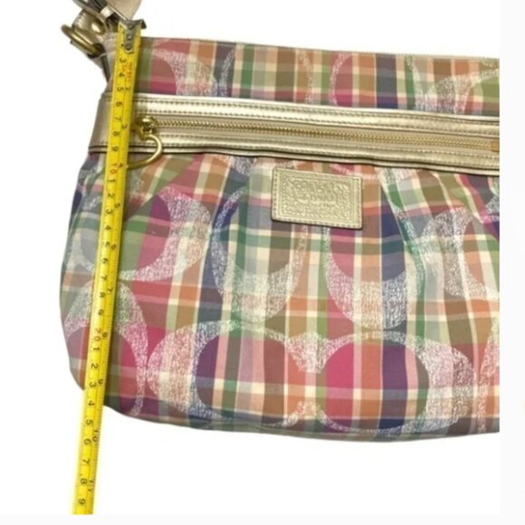 Coach Poppy Daisy Madras Pastel Tartan Plaid Crossbody Purse - Picture 15 of 16